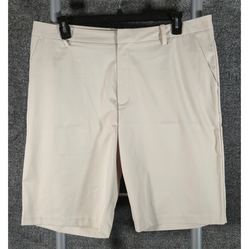 Ashworth Mens Golf Shorts Beige Khaki Flat Front Performance B82485 Size 38x11